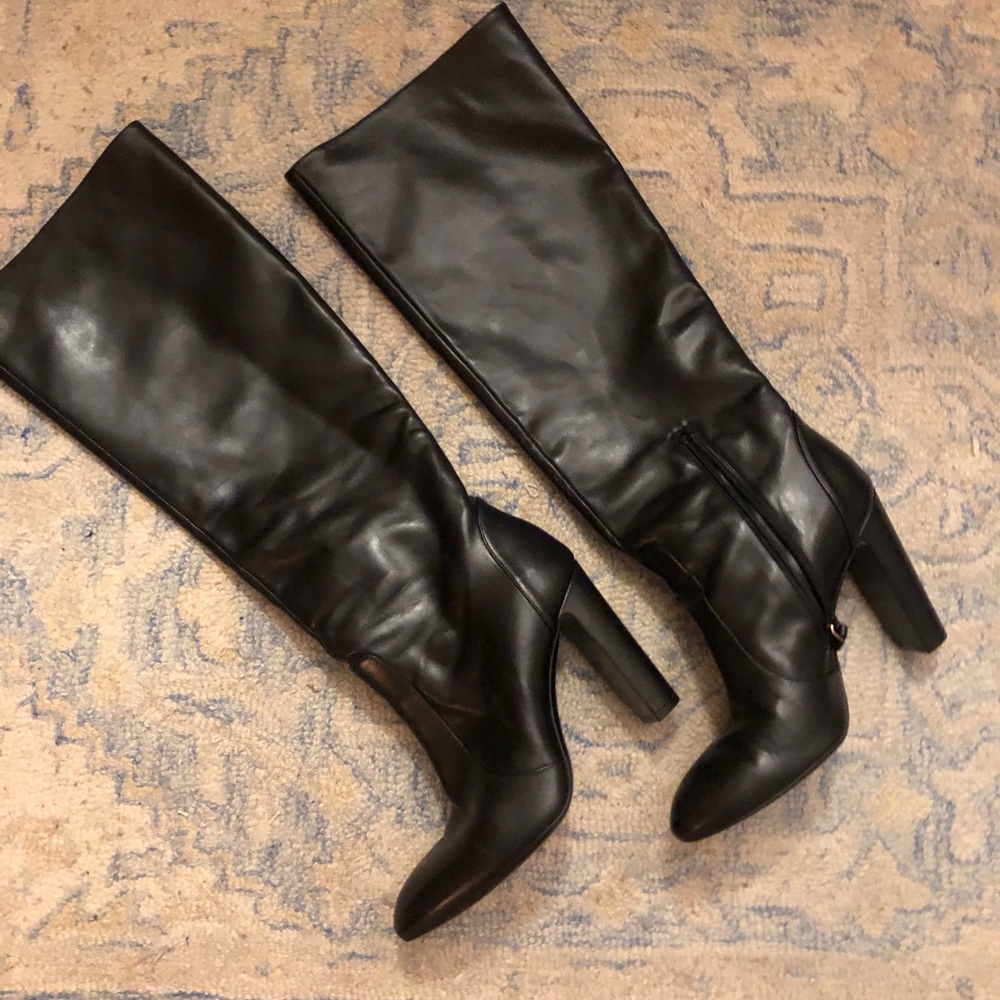 STUART WEITZMAN Vida 100 Knee High Leather Boots Black sz 10 40.5 - Picture 3 of 6